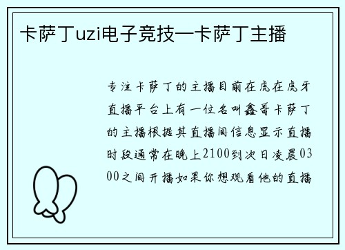 卡萨丁uzi电子竞技—卡萨丁主播